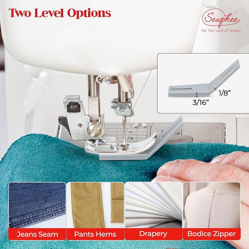Sewphee Hump Jumper Sewing Tool - Bulky Seam Aid for Sewing Buttons & Flush Plate Presser Foot Perfect for Hemlines & Denim - Foot Attachments, Tools and Gadgets fits Husqvarna Viking, Brother, Singer, Janome - Image 3